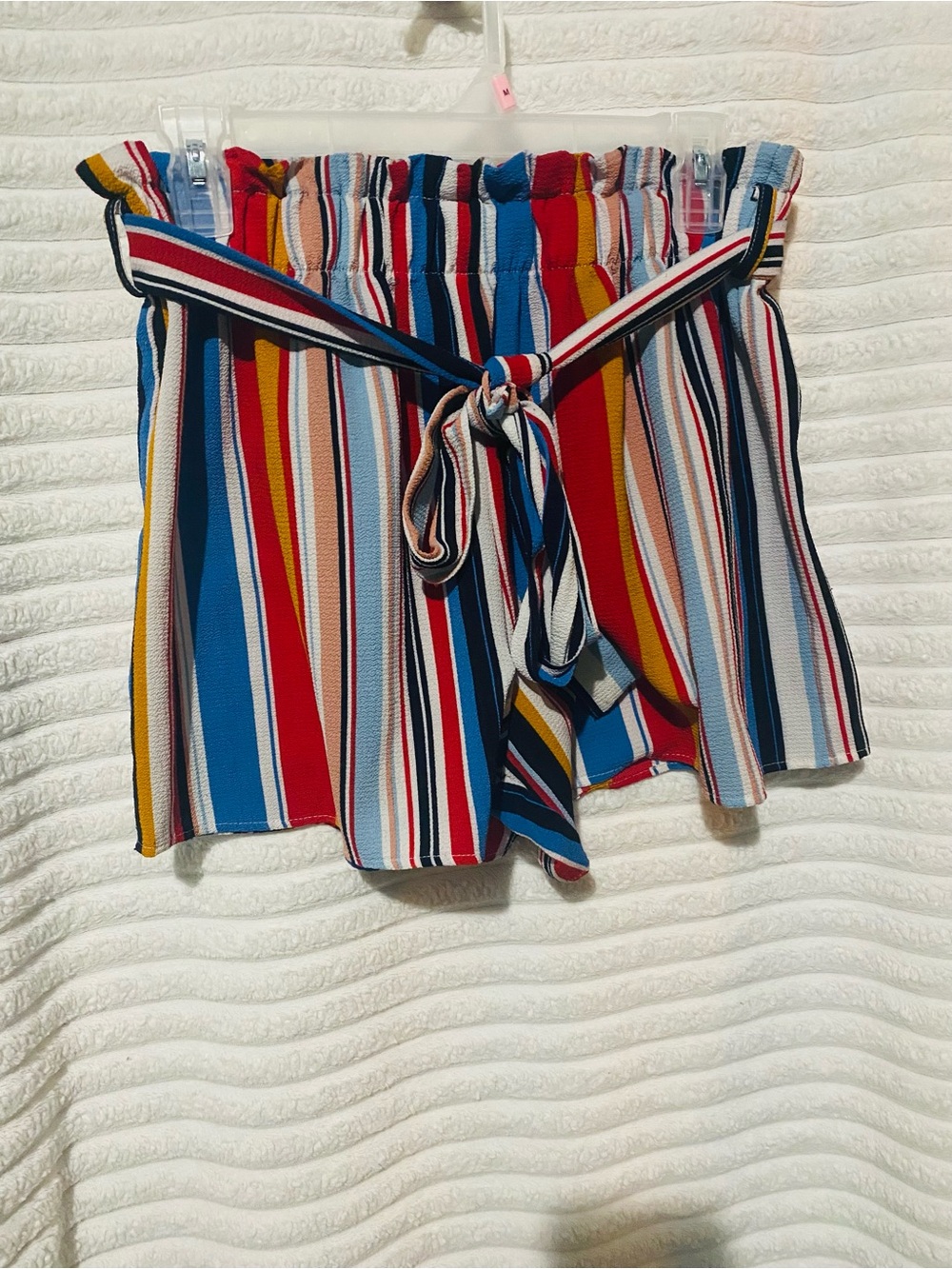High-Waist Multicolor Striped Tie-Belt Women’s Shorts